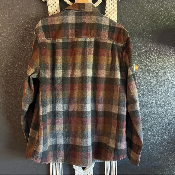 Jeremiah American Legacy Mens (L) Brown Plaid Wool Blend Flannel Shirt Shacket - Picture 2 of 6